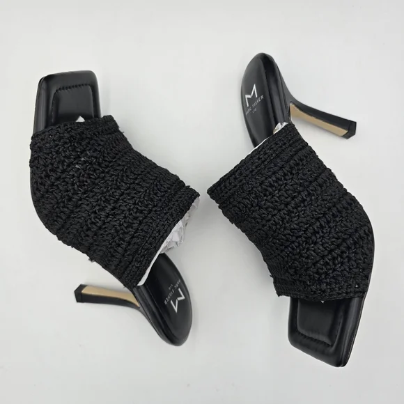 NIB Marc Fisher LTD Dako Square Toe Slip-on Heeled Dress Sandals—Black Crochet—6 - Picture 13 of 16